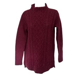 J JILL Mockneck Cable Knit Sweater Womens XS Dark Academia Preppy Wool Cashmere
